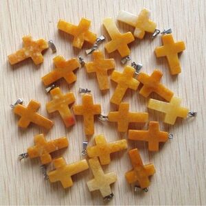 Vibrant Yellow Cross Charms